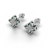 Green Enamel Petals Earrings LWPD-0325-ER